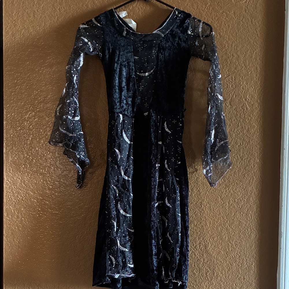 Black Velvet Moonprint Long Sleeve Women's Dress